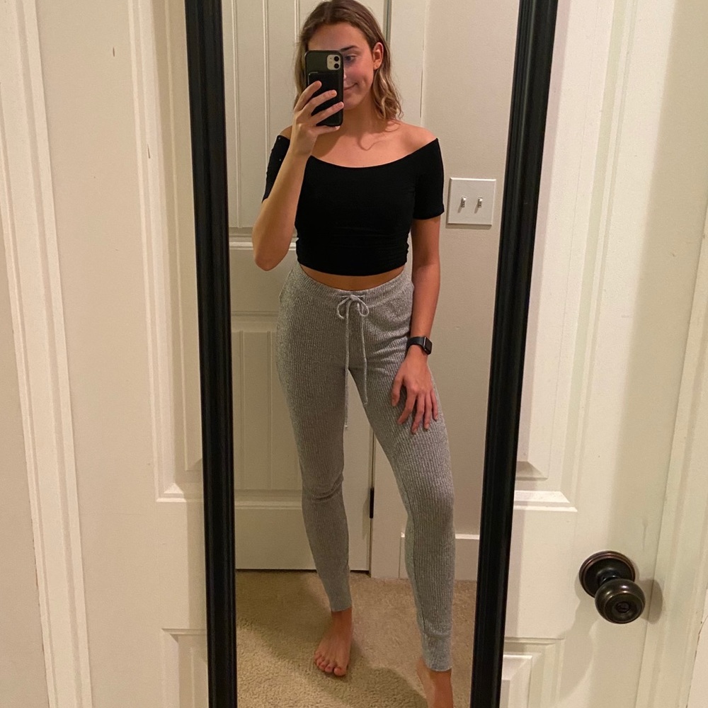 Black Off-the-Shoulder Crop Top